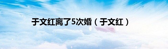 于文红离了5次婚（于文红）