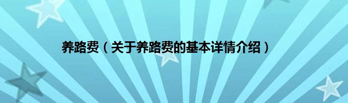 养路费（关于养路费的基本详情介绍）